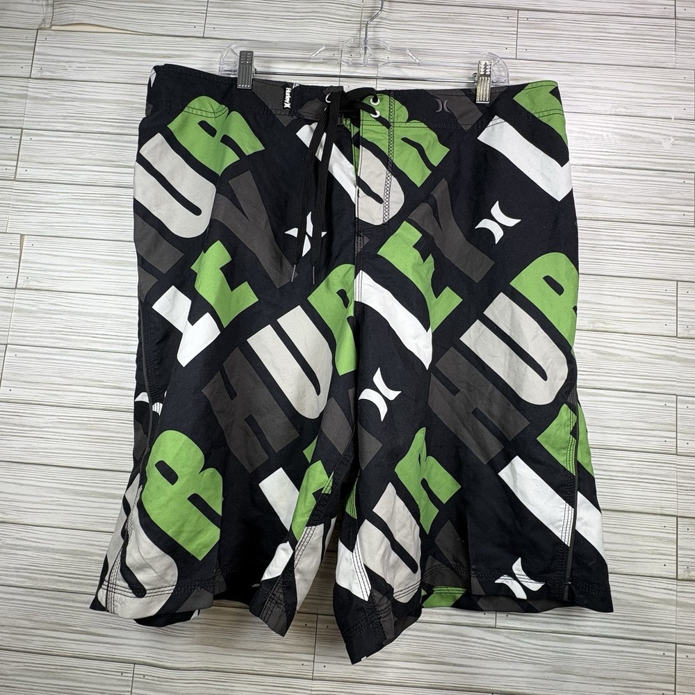 Men's Hurley Stagger‎ Word Print Surf Board Shorts Swimwear Size 2XL (40)